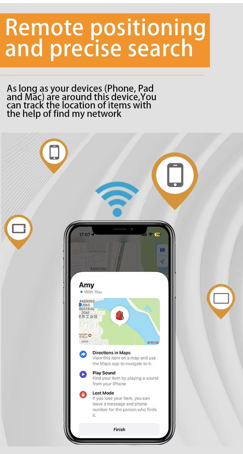 Smart Bluetooth GPS Tracker Compatible with Apple Find My – MFI Certified AirTag Replacement for Wallet, Keys, Bike, Bag – Anti-Lost Finder with Sound Alert & Long Battery Life