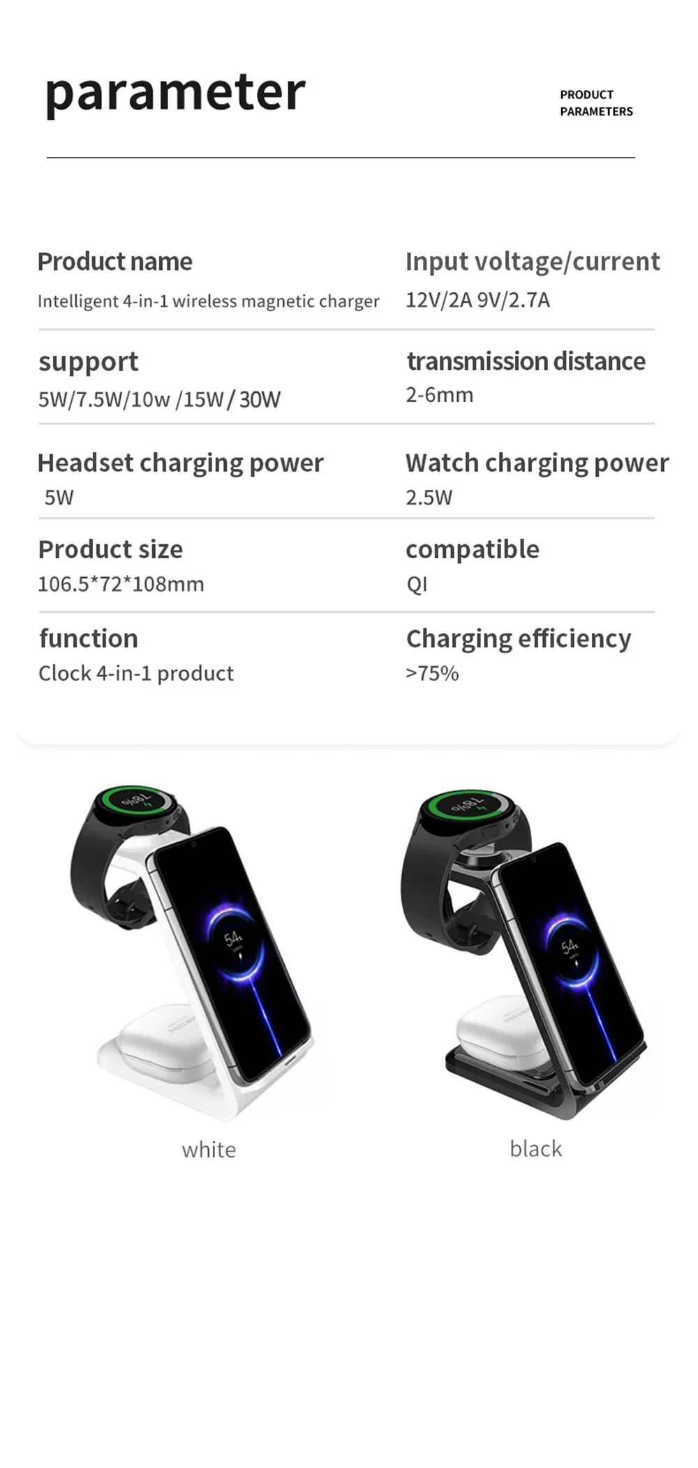 Premium 30W 3 in 1 Wireless Charging Station – Fast Charger Stand for iPhone, Apple Watch, AirPods with Dual Coil Design, Case Friendly & Safe Charging