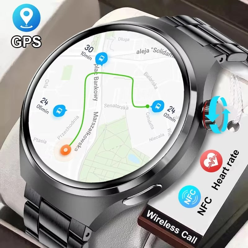 Premium AMOLED GPS Smart Watch – 1.46" HD Display, Bluetooth Calling, Fitness Tracker, IP68 Waterproof, Heart Rate & Sleep Monitor, NFC, Wireless Charging