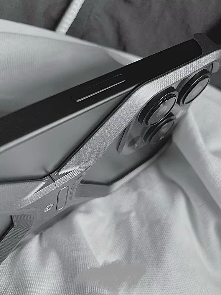 Luxury Apple iPhone Case, MagSafe Compatible, Camera Lens & Screen Protection, Ultra Thin, Shockproof, Magnetic Full All Around Cover – Rimless Aluminum X-Frame Case with Heat Dissipation & Removable Armor Design