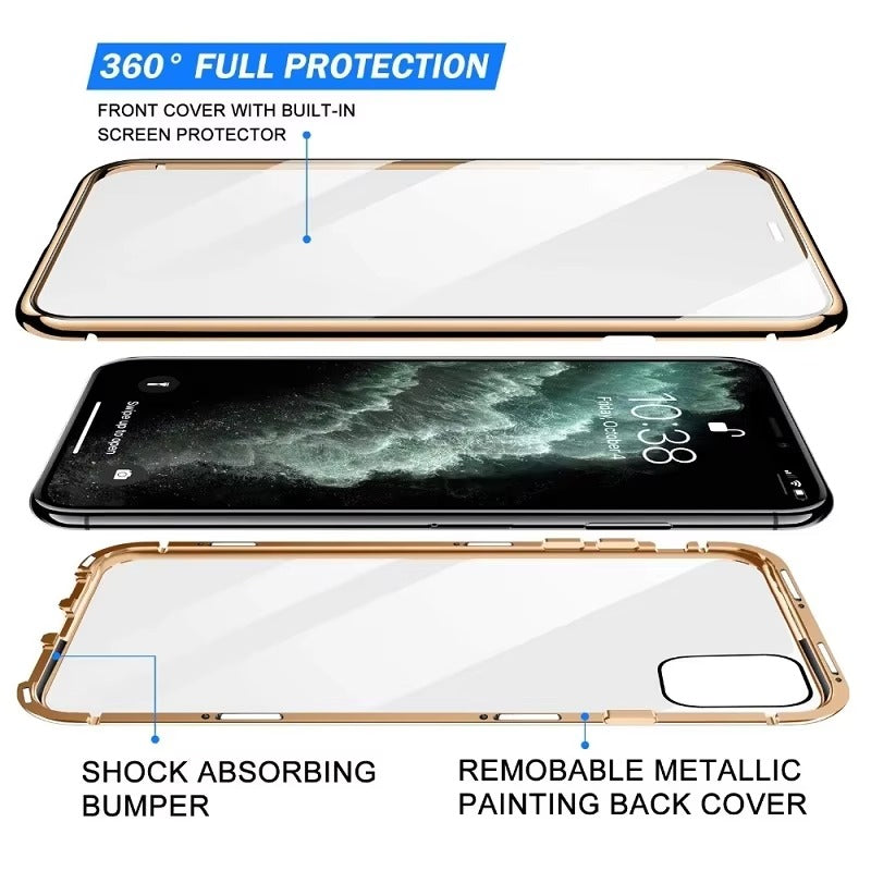 Premium Apple iPhone Case Compatible, Camera Lens & Screen Protection, Ultra Thin Magnetic Full All Around Protection Cover 