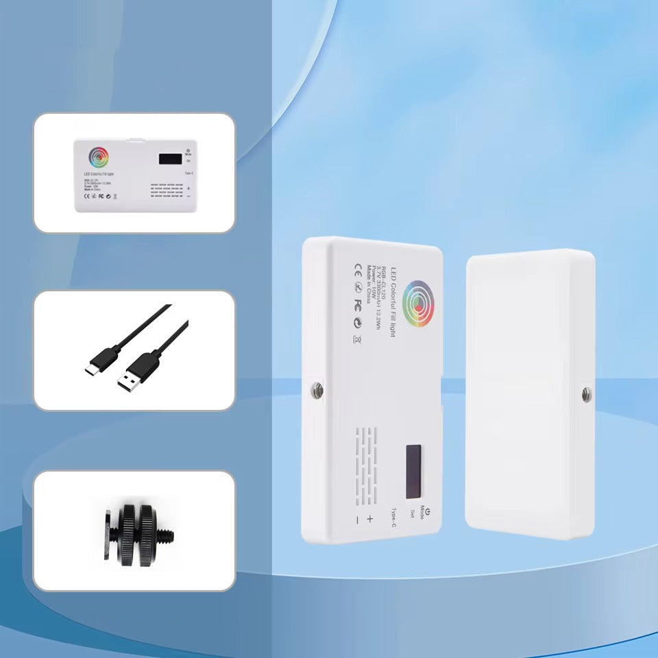 High Quality, RGB LED Video Light Panel – Adjustable 2500–9000K Fill Light with LCD Display, Vlogging, and Apple Devices