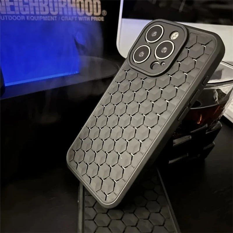 High Quality Apple iPhone Case, MagSafe Compatible, Camera Lens & Screen Protection, Ultra Thin, Shockproof, Magnetic Full All Around Cover – Mesh Honeycomb Silicone Case with Breathable Cooling & Heat Dissipation Design