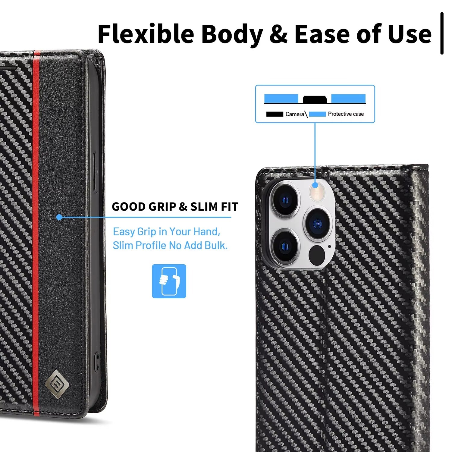 Luxury Carbon Fiber Apple iPhone Case, MagSafe Compatible, Ultra Thin Magnetic Shockproof Full Cover 