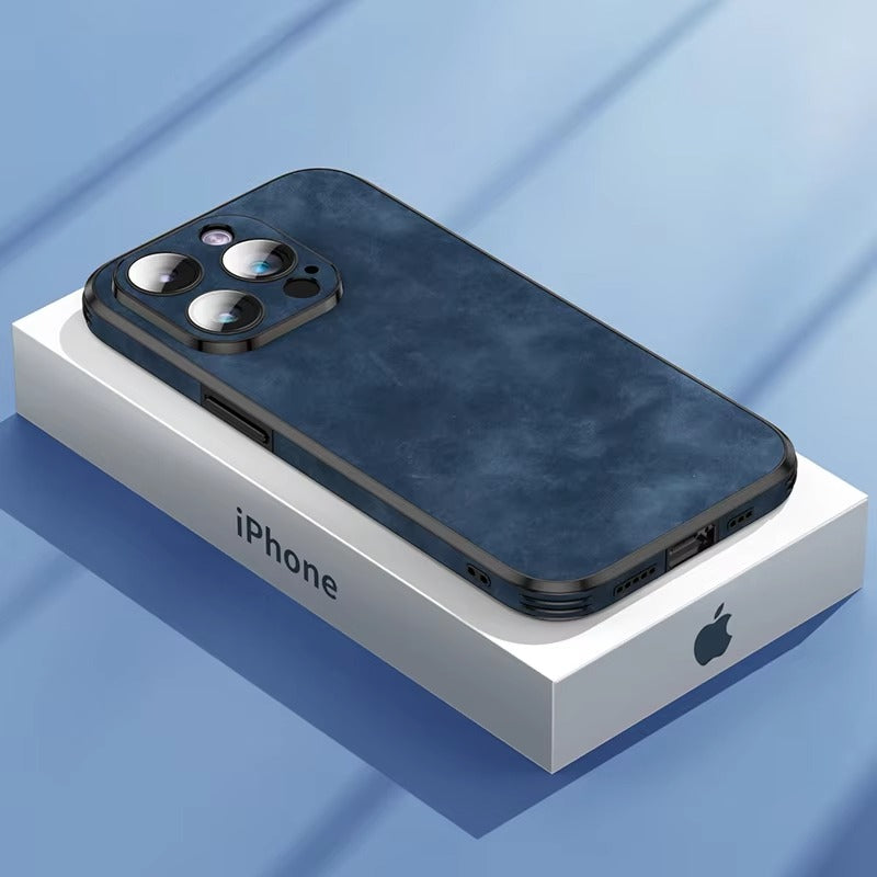 Shockproof Magnetic Leather Apple iPhone Case, MagSafe Compatible, Full Lens and Screen Protection, Slim Bumper Grip Cover 