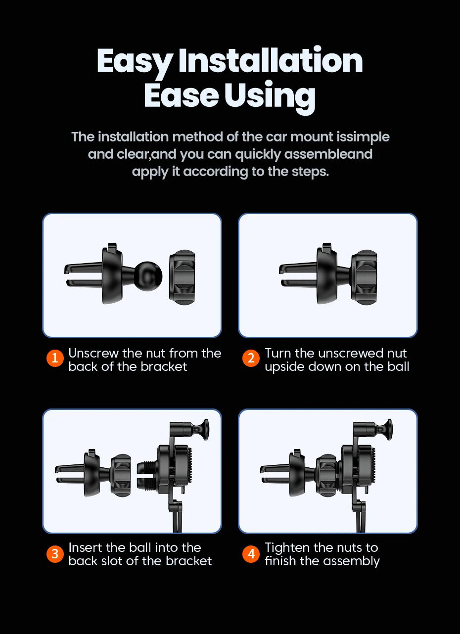 Premium Gravity Car Phone Holder – Dashboard & Air Vent Mount, Auto Lock Bracket, 360° Rotation, Anti-Slip, Universal Fit for 4.7-7" Smartphones