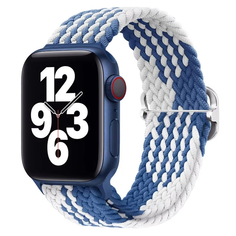 Premium Nylon Braided Solo Loop for Apple Watch – Adjustable Elastic Strap, Breathable Band for 40mm to 46mm Apple 