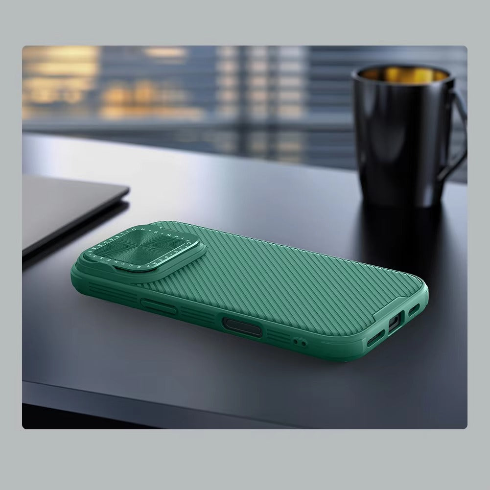 Premium Apple iPhone Case  Ultra Thin Shockproof Magnetic Full All Around Protection Cover with Slide Camera Stand Bracket