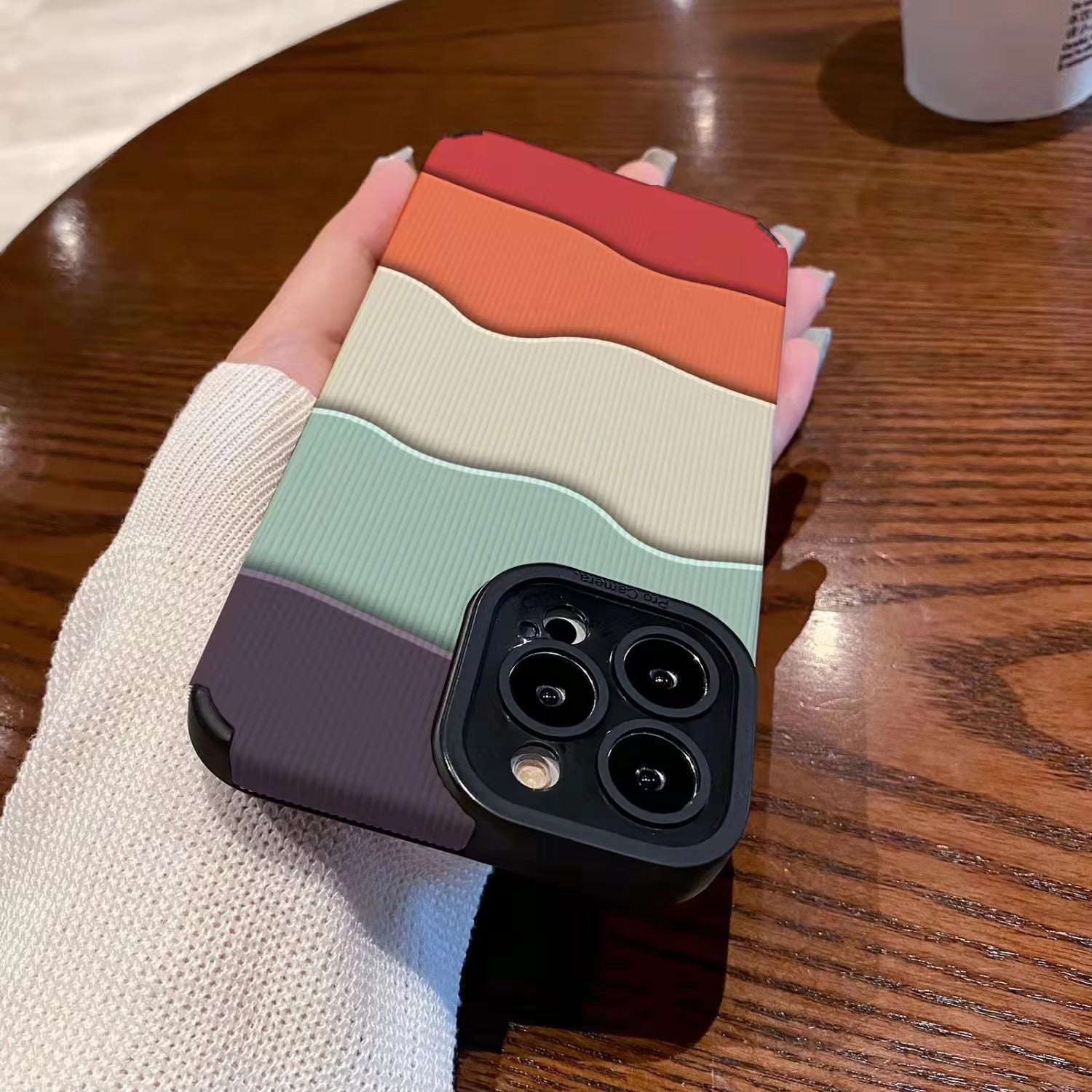 High Quality Apple iPhone Case, MagSafe Compatible, Camera Lens & Screen Protection, Ultra Thin, Shockproof, Magnetic Full All Around Cover – Gradient Wave Silicone Case with Leather Texture & Shockproof Design