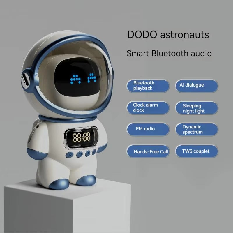 Premium Bluetooth Speaker with Smart Alarm Clock for iPhone – Astronaut Design with FM Radio, Custom Night Light