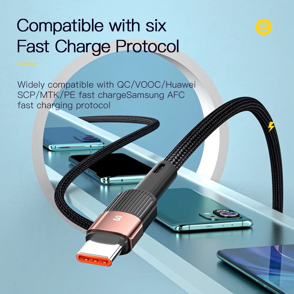 High Power 7A USB-A to USB-C Fast Charging Cable – 80W/100W Quick Charge Cord, 480Mbps Data Sync, Durable Aluminum Braided Wire, 0.5m 1m 2m 3m Options