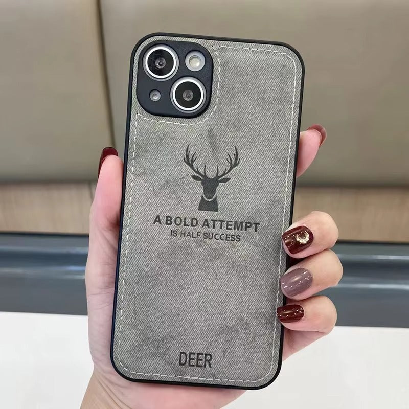 Luxury Textured Canvas iPhone Case with MagSafe Support, Shock-Absorbing Bumper Frame, Leather Feel Grip, Drop Protection