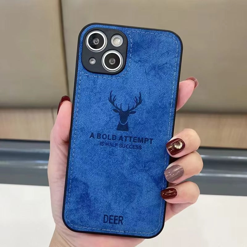 Luxury Textured Canvas iPhone Case with MagSafe Support, Shock-Absorbing Bumper Frame, Leather Feel Grip, Drop Protection