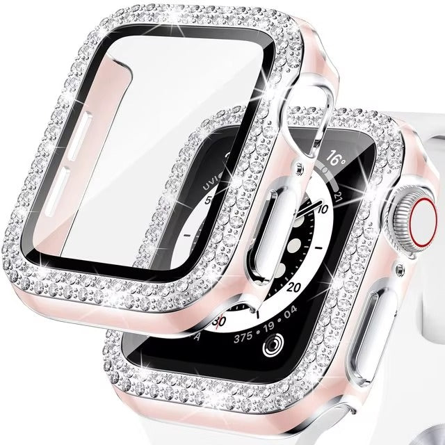 Luxury, Bling Diamond Case with Glass Screen Protector for Apple Watch –   for 38mm, 40mm, 41mm, 42mm, 44mm, 45mm