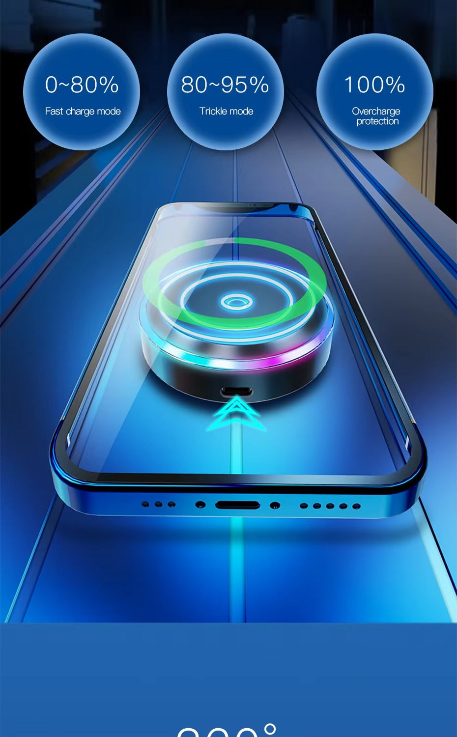 Premium, RGB, Magnetic Car Phone Holder, with 15W Qi Wireless Charging, Dashboard or Vent Mount, Fast Charger Stand for iPhone