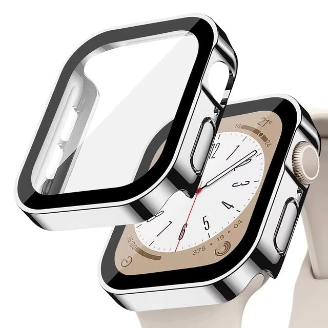 Premium Glass Screen Protector Case – Full Coverage, Straight Edge, Snap-On Protective Cover for 40mm to 49mm Smartwatches