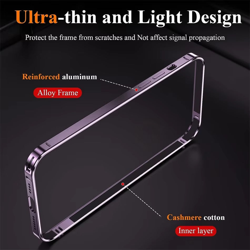 Luxury Apple iPhone Case, MagSafe Compatible, Camera Lens & Screen Protection, Ultra Thin, Shockproof, Magnetic Full All Around Cover – Lightweight Aluminum Metal Frame Bumper Case with Thin Alloy Back Protection
