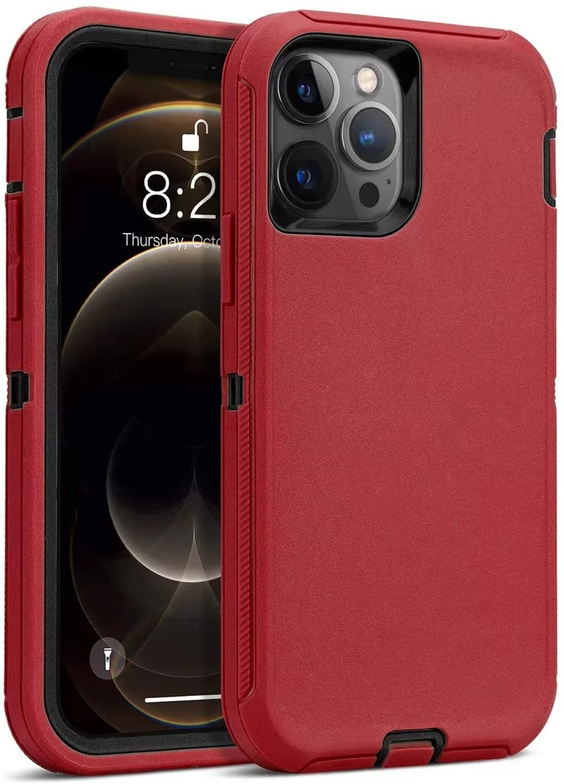 Robust Apple iPhone Case, MagSafe Compatible, Camera Lens & Screen Protection, Ultra Thin, Shockproof, Magnetic Full All Around Cover – 3-in-1 Defender Armor Rugged Case with Back Belt Clip & Full Body Protection