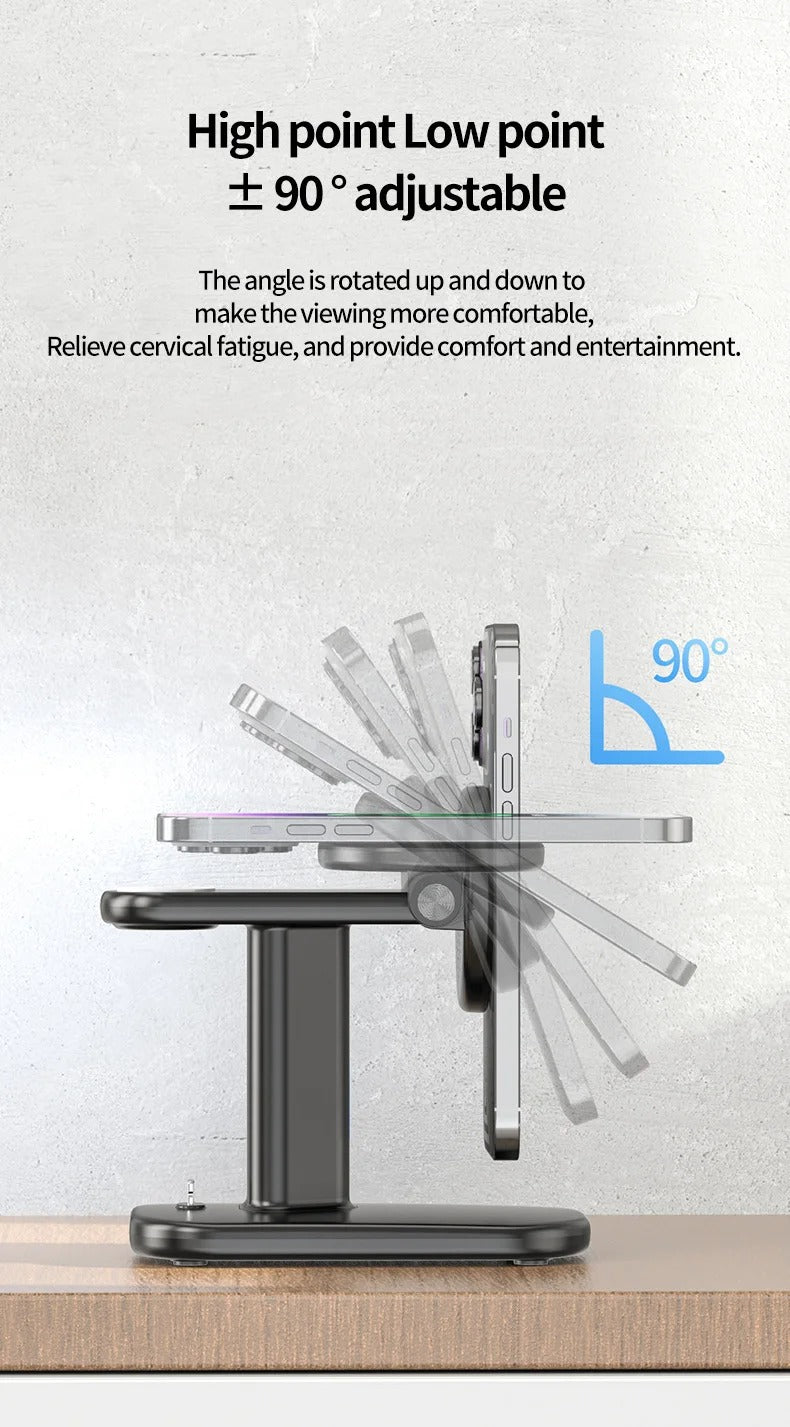 Premium Magnetic 3 in 1 Wireless Charging Station – 25W Foldable Fast Charger Stand and Phone Holder for iPhone, Apple Watch, AirPods and Qi Devices