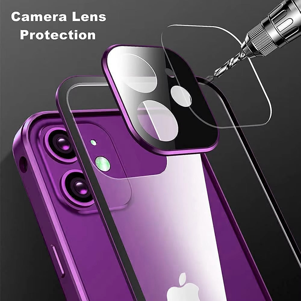 Luxury Apple iPhone Case Compatible, Camera Lens & Screen Protection, Ultra Thin Magnetic Full All Around Protection Cover 