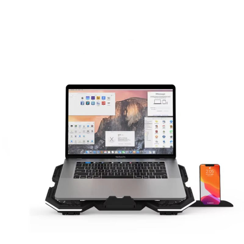 High-Performance, RGB, Gaming Laptop Stand, Air Cooler, Notebook Holder, with 6 Fans, Adjustable, Foldable Base, for 12, 13, 14, 15, 16, 17 Inch Laptops