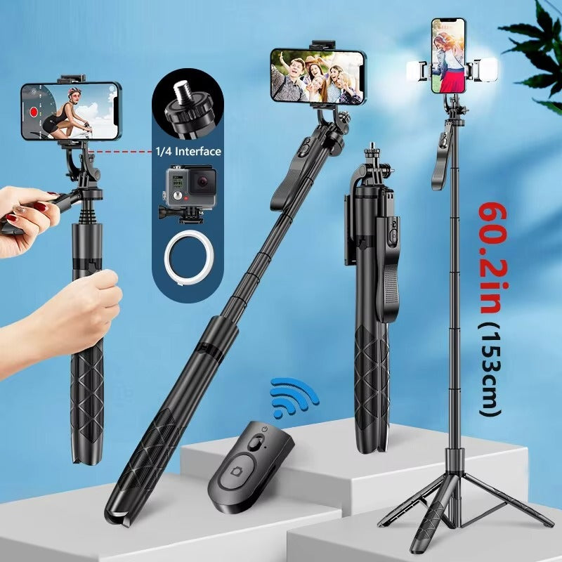 High Quality, Wireless Selfie Stick Tripod – Foldable, Steady Monopod Stand for Apple iPhone, Action Cameras, Live Shooting.