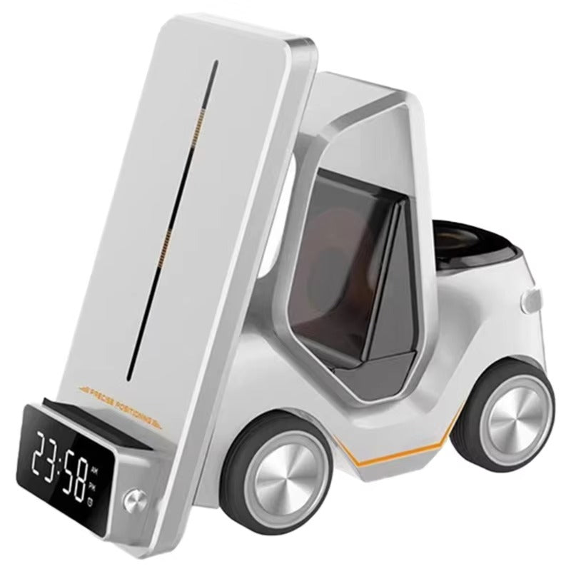 Premium 5 in 1 Magnetic Wireless Charging Station – Fast Charger Stand with Alarm Clock, Adjustable Phone Holder, LED Lamp for iPhone, Watch and AirPods