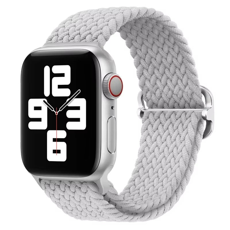 Premium Nylon Braided Solo Loop for Apple Watch – Adjustable Elastic Strap, Breathable Band for 40mm to 46mm Apple 