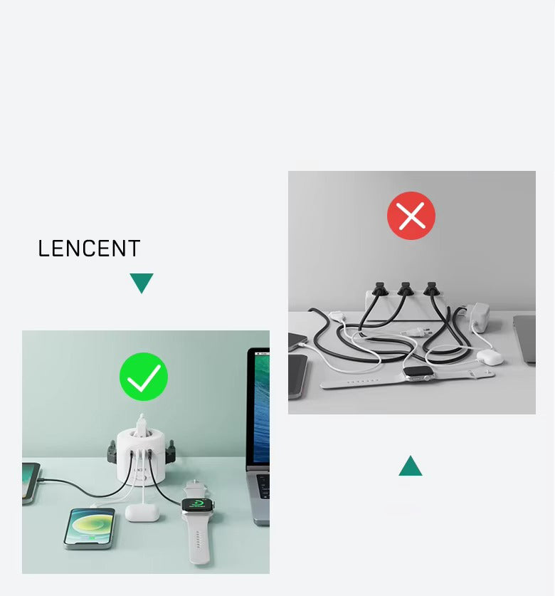 Premium, EU Plug Power Strip with 4 AC Outlets, 3 USB Ports, 1 Type-C, 2M/3M Braided Cable – Multi Socket Extension for Home