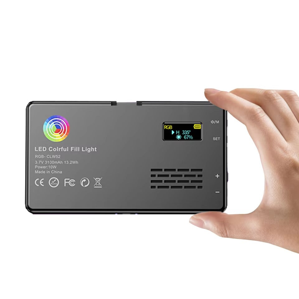 High Quality, RGB LED Video Light Panel – Adjustable 2500–9000K Fill Light with LCD Display, Vlogging, and Apple Devices