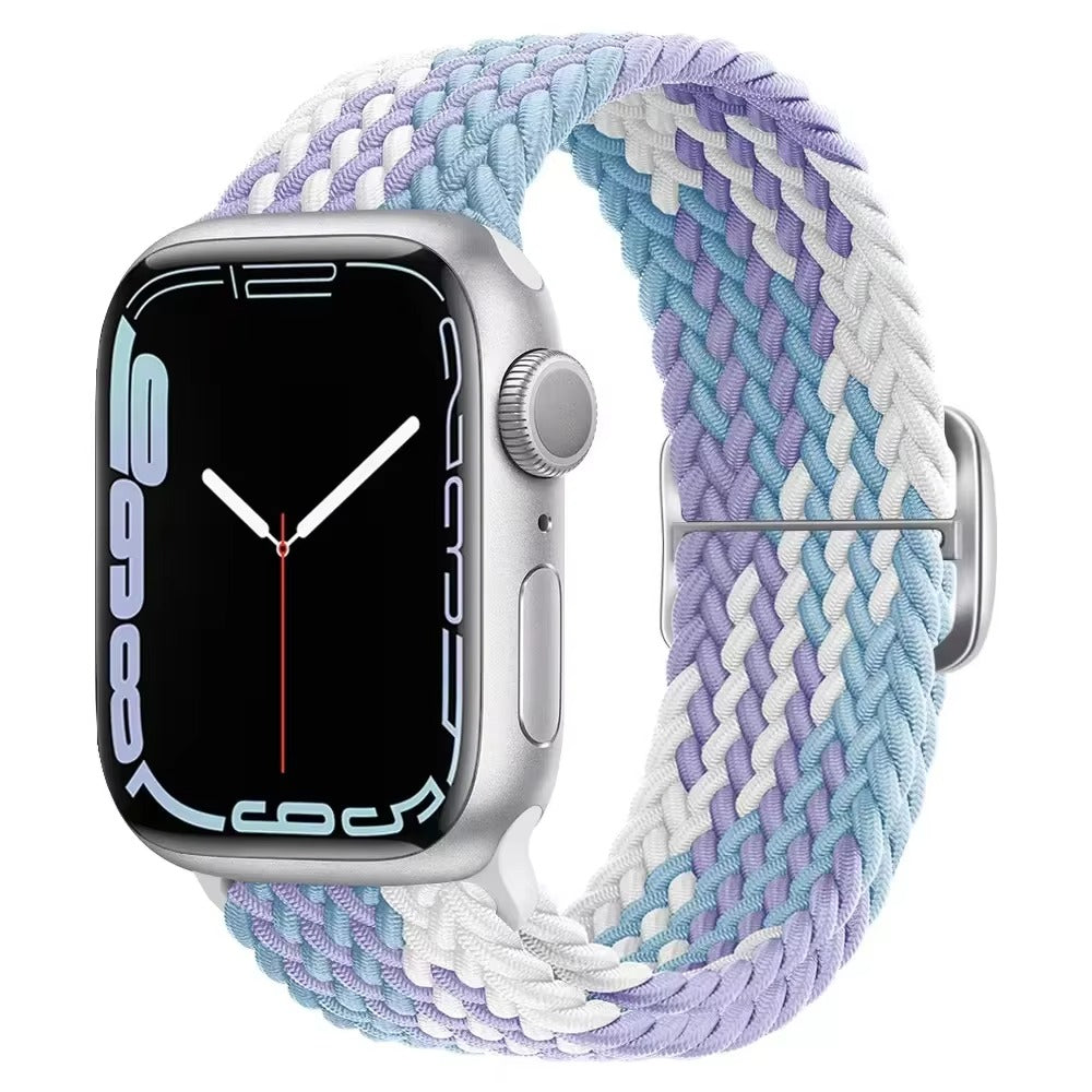 Premium Nylon Braided Solo Loop for Apple Watch – Adjustable Elastic Strap, Breathable Band for 40mm to 46mm Apple 