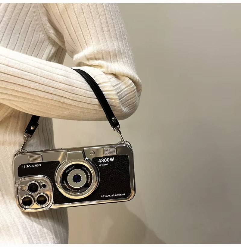 Premium Apple iPhone Case, MagSafe Compatible, Camera Lens & Screen Protection, Ultra Thin, Shockproof, Magnetic Full All Around Cover – Plated Camera Style Case with Lychee Texture & Anti-Fall Leather Rope