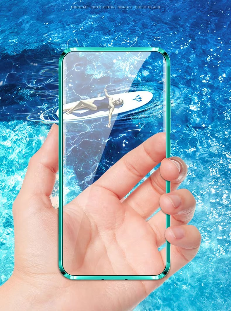 Premium Apple iPhone Case, MagSafe Compatible, Camera Lens & Screen Protection, Ultra Thin, Shockproof, Magnetic Full All Around Cover – Anti-Peeping Tempered Glass Case with Magnetic Metal Bumper & Privacy Protection