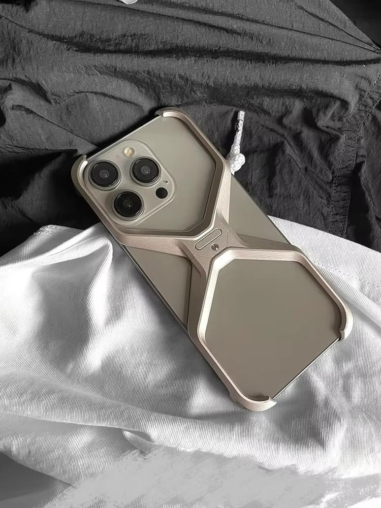 Luxury Apple iPhone Case, MagSafe Compatible, Camera Lens & Screen Protection, Ultra Thin, Shockproof, Magnetic Full All Around Cover – Rimless Aluminum X-Frame Case with Heat Dissipation & Removable Armor Design