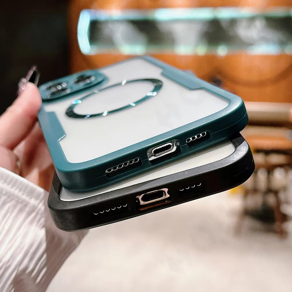 Luxury Apple iPhone Case MagSafe Compatible Ultra Thin Magnetic  All Around Protection Cover with Double Touch Clear Design