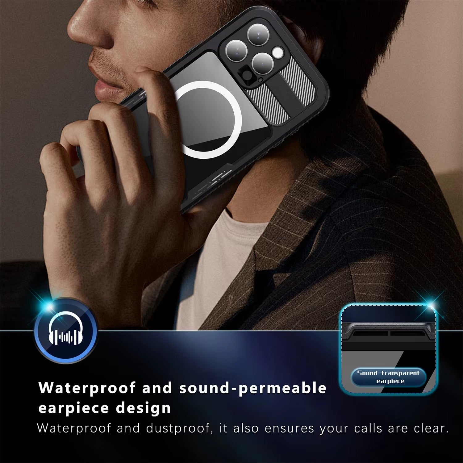 Premium Apple iPhone Case MagSafe Compatible, Camera Lens & Screen Protection, Ultra Thin Shockproof Magnetic Full All Around Protection Cover with IP68 Waterproof Charging Design