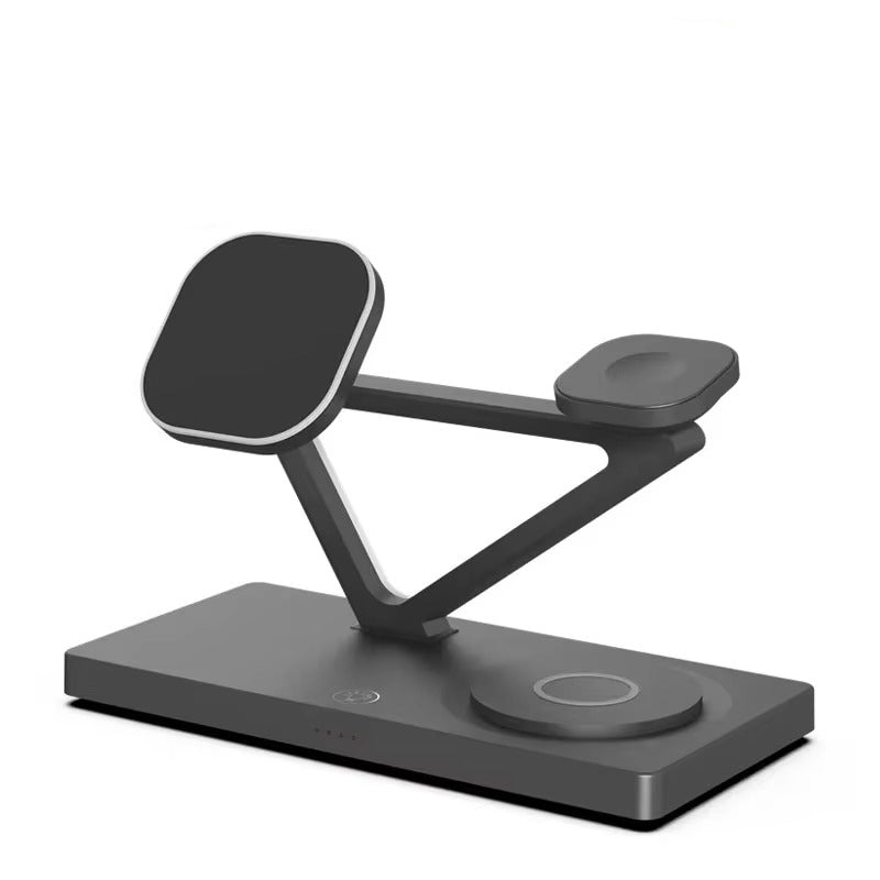 Premium 5 in 1 Magnetic Wireless Charging Station – Foldable Fast Charger Stand for Phones, Smartwatches, Earbuds with 30W Output & LED Night Light