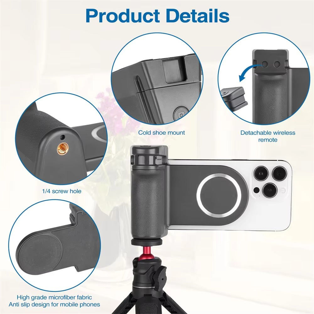 High Quality Magnetic MagSafe Phone Grip – Bluetooth Shutter Remote, Compatible with Apple iPhone and iOS Devices