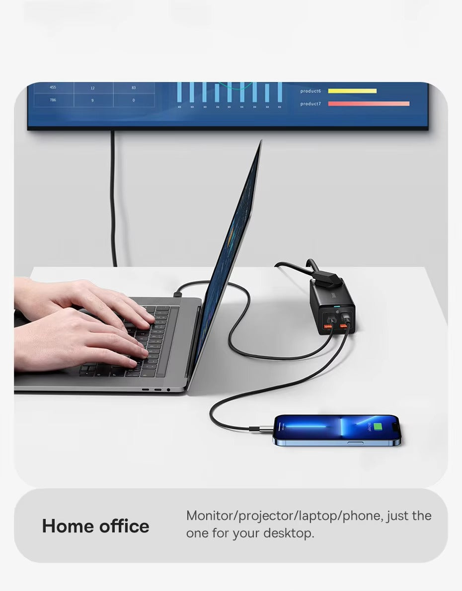 Premium, GaN3 Pro USB Charger Power Strip – Desktop Charging Station with Type-C, PD, QC 4.0, QC 3.0 Fast Charging