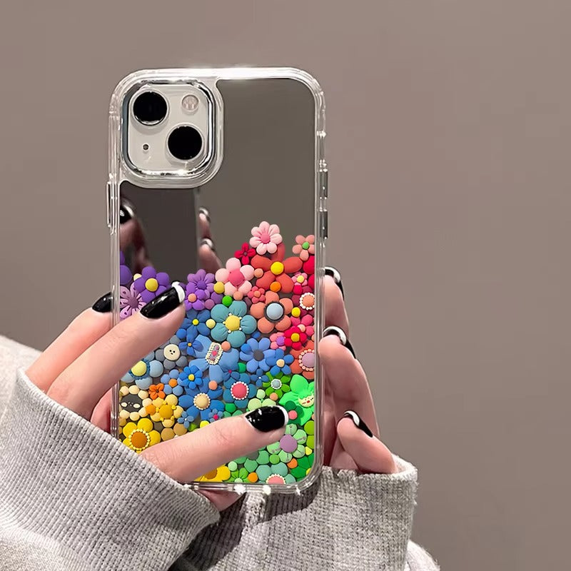 Luxury Apple iPhone Case, MagSafe Compatible, Camera Lens and Screen Protection, Ultra Thin, Shockproof, Magnetic, Full All Around Protection, Cherry Bow Mirror Cover