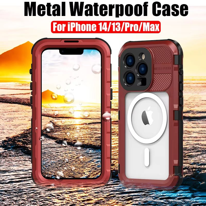 Robust Apple iPhone Case MagSafe Compatible, Camera Lens & Screen Protection, Ultra Thin Shockproof Magnetic Full All Around Protection Cover with IP68 Metal Military Design