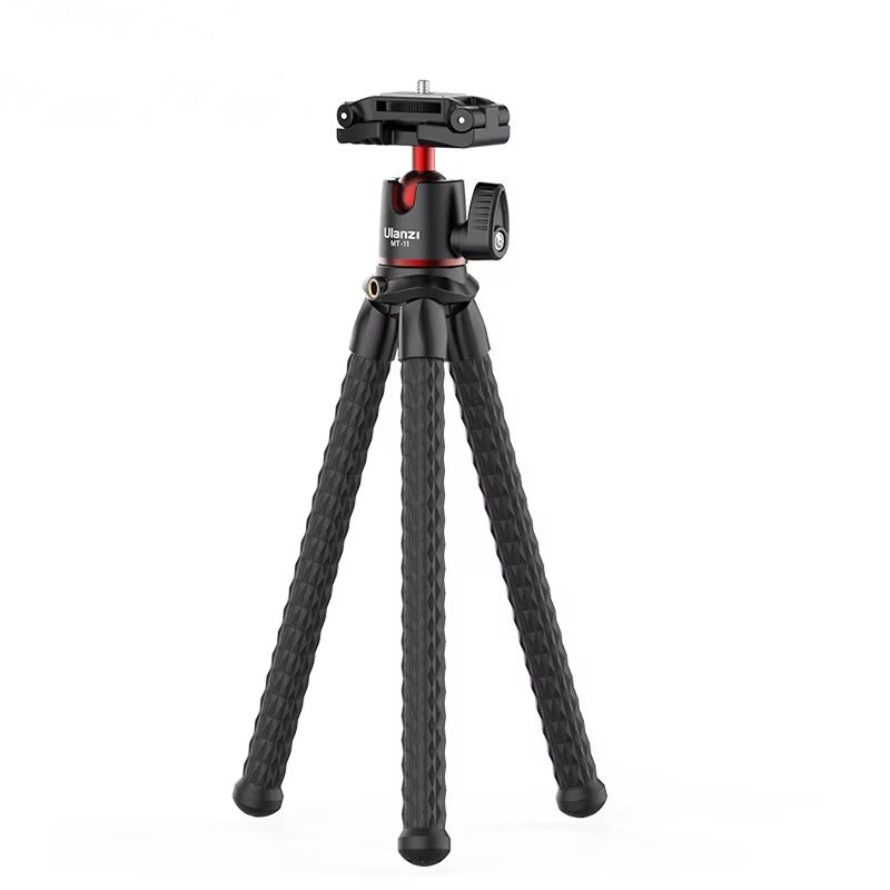 Robust, Flexible Octopus Tripod with Ball Head – Extendable 1/4'' Screw, Cold Shoe, Phone Clip for Camera, and Apple iPhone