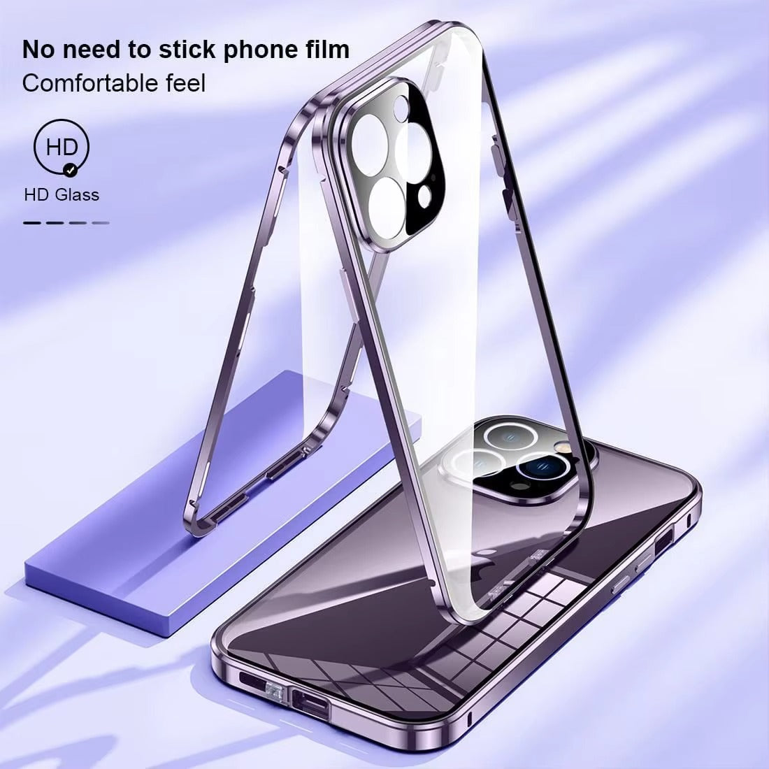 Luxury Apple iPhone Case Compatible, Camera Lens & Screen Protection, Ultra Thin Magnetic Full All Around Protection Cover 