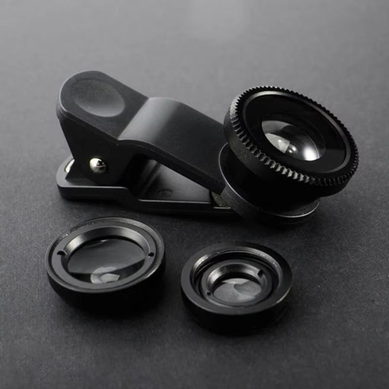 High Quality 3-in-1 Phone Camera Lens Kit – Fisheye, 0.67X Wide Angle Photography on Apple iPhone Devices