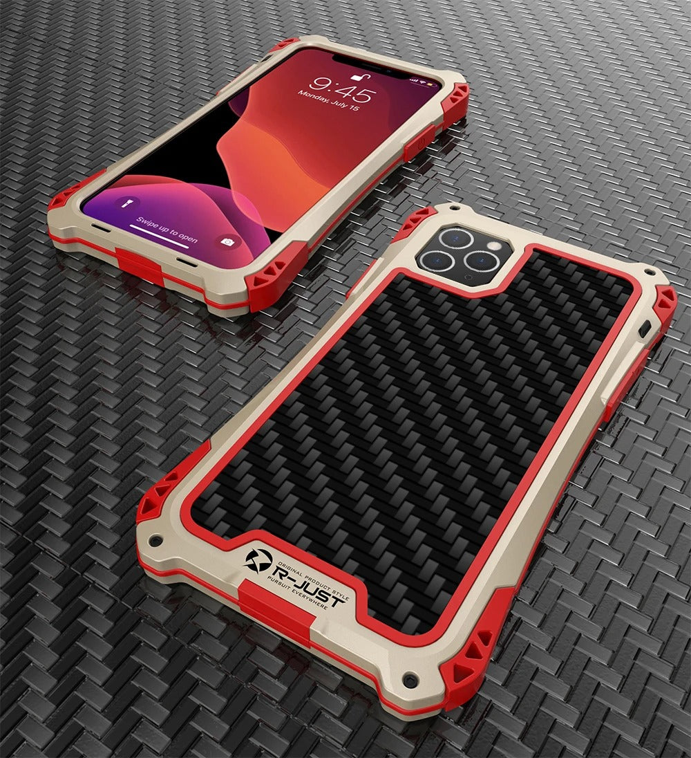 Robust Apple iPhone Case, MagSafe Compatible, Camera Lens & Screen Protection, Ultra Thin, Shockproof, Magnetic Full All Around Cover – Hard Metal Armor Case with Aluminum Alloy & TPU Silicone Shockproof Design