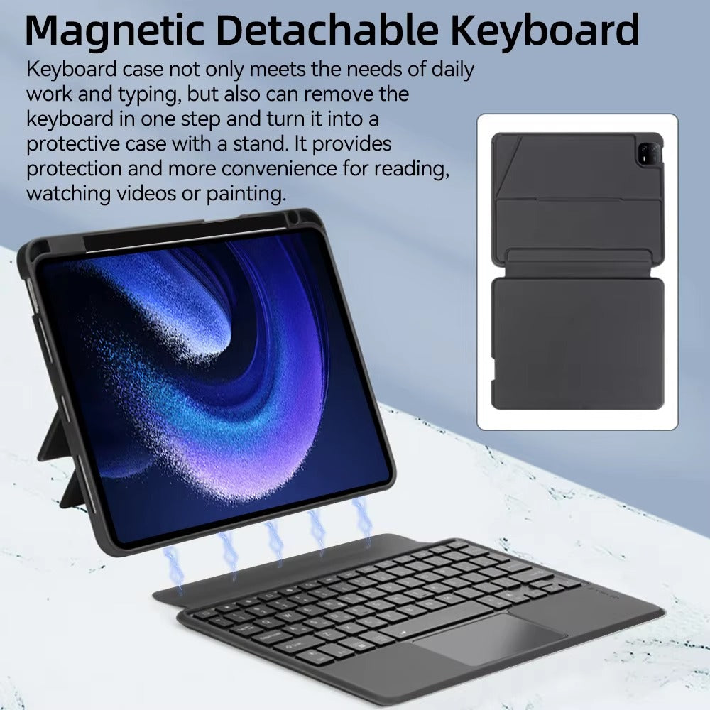 Premium Bluetooth Keyboard Case for Tablet – Magnetic Detachable Backlit Keyboard with Multi-Touch Trackpad, Type-C Fast Charging, Adjustable Angle & 360° Protection