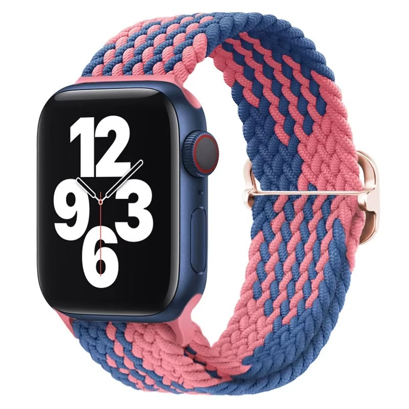 Premium Nylon Braided Solo Loop for Apple Watch – Adjustable Elastic Strap, Breathable Band for 40mm to 46mm Apple 