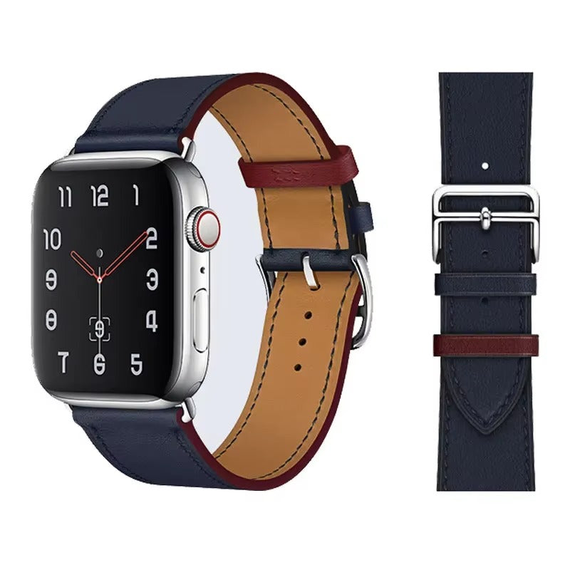Luxury Genuine Leather Watch Band – Classic, Adjustable, Comfortable Strap for 40mm to 49mm Smartwatches, Men's and Women's 