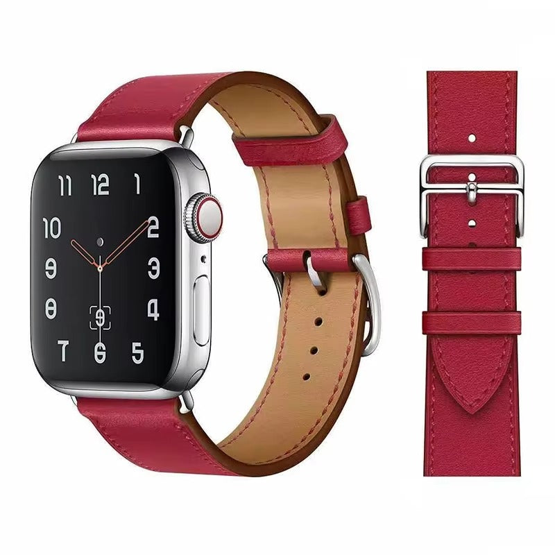 Luxury Genuine Leather Watch Band – Classic, Adjustable, Comfortable Strap for 40mm to 49mm Smartwatches, Men's and Women's 