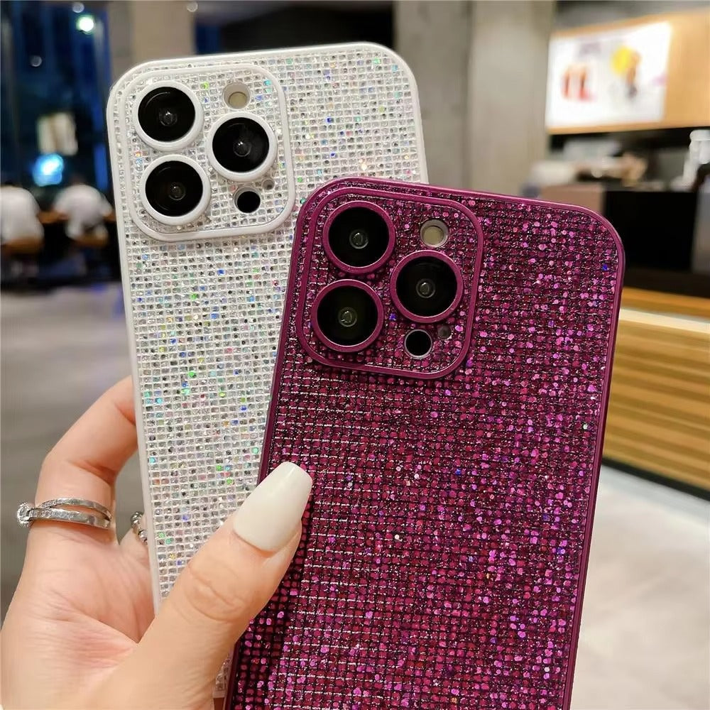 Luxury Apple iPhone Case, MagSafe Compatible, Camera Lens & Screen Protection, Ultra Thin, Shockproof, Magnetic Full All Around Cover – Glitter Diamond Rhinestone Case with Lens Guard for Stylish Bling Protection